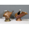 2x Antike Kohlebehälter Viktorianisch Kupfer Keramik Behälter